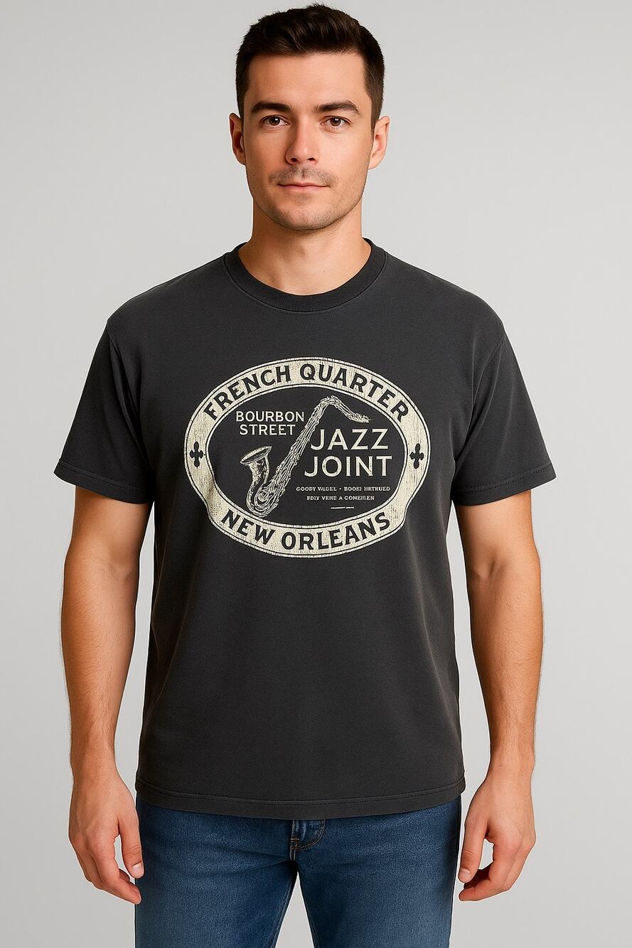 Alstyle Apparel & Activewear Mens L Gray TShirt Bourbon St Jazz Joint